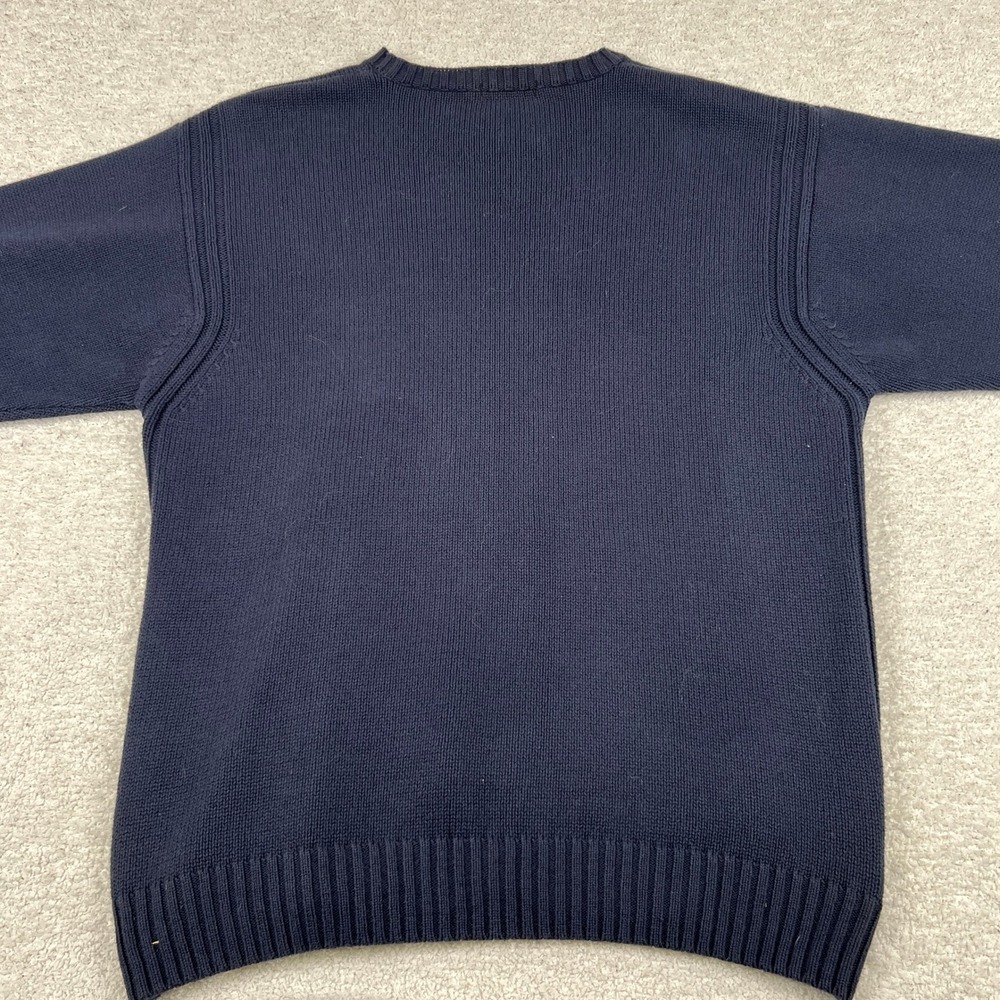 Nautica Mens‎ XL Navy Blue Cotton Knit Sweater American Flag Sail Graphic VTG - Picture 7 of 10